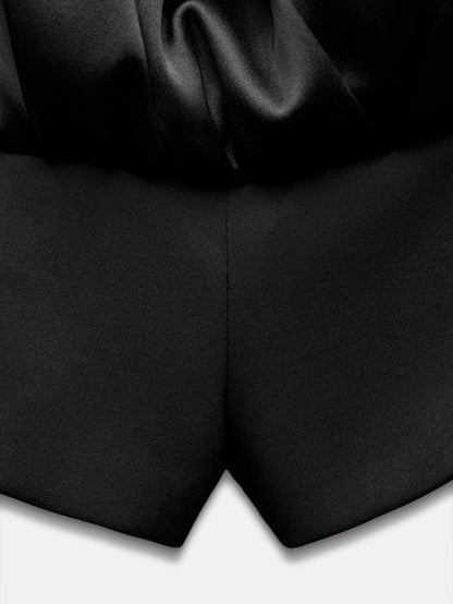 Combination Puff Hem Jumpsuit Dress