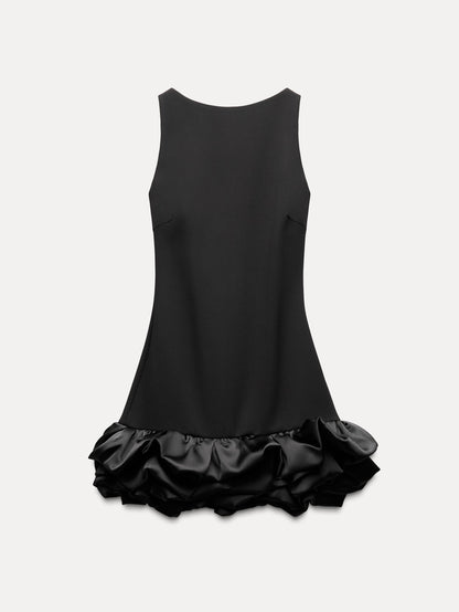 Combination Puff Hem Jumpsuit Dress