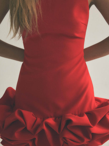 Combination Puff Hem Jumpsuit Dress