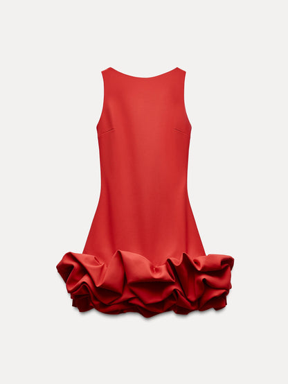 Combination Puff Hem Jumpsuit Dress