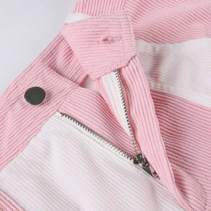 Corduroy Color Contrast Cargo Pants