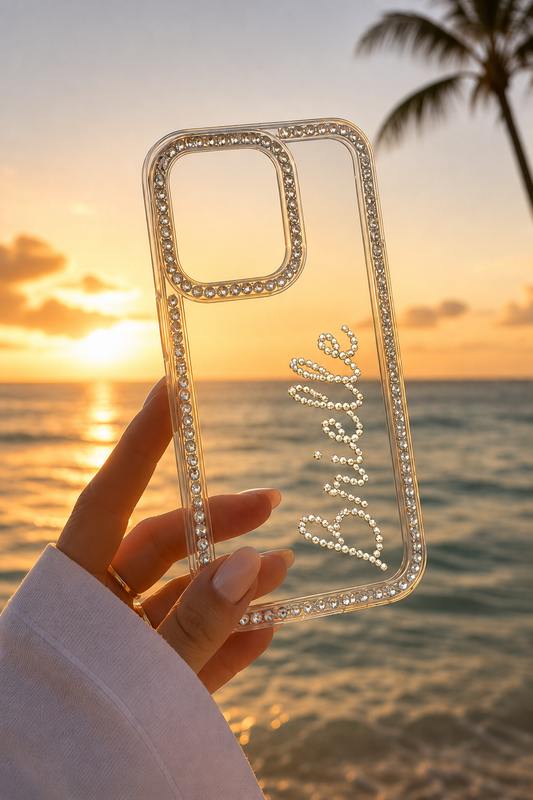 Custom Name Rhinestone Clear Phone Case