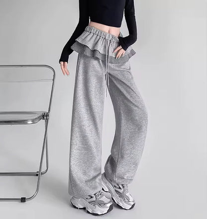 Gingham Peplum Layered Ruffle Waist Pants