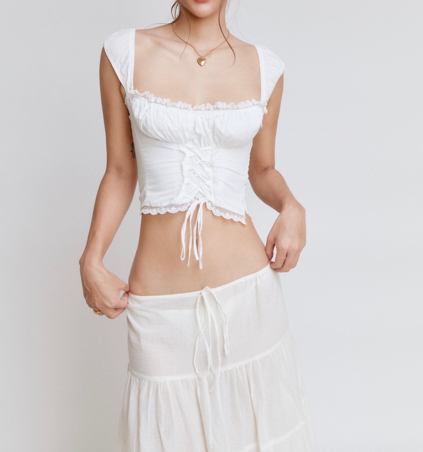 'Eleanor' 'Celeste' Cotton Top & Skirt