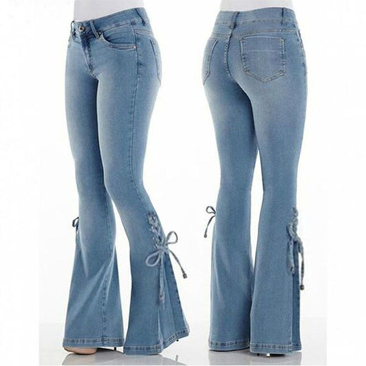 Doo-Wop Cowgirl Lace-up Strap Jeans