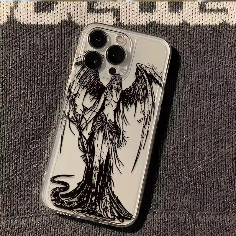 Dark Angel Sketch Clear iPhone Case