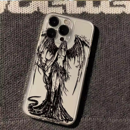 Dark Angel Sketch Clear iPhone Case