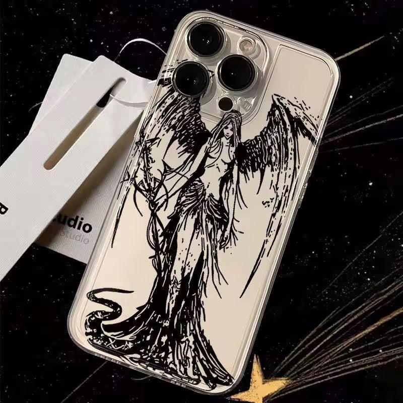Dark Angel Sketch Clear iPhone Case