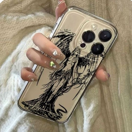 Dark Angel Sketch Clear iPhone Case
