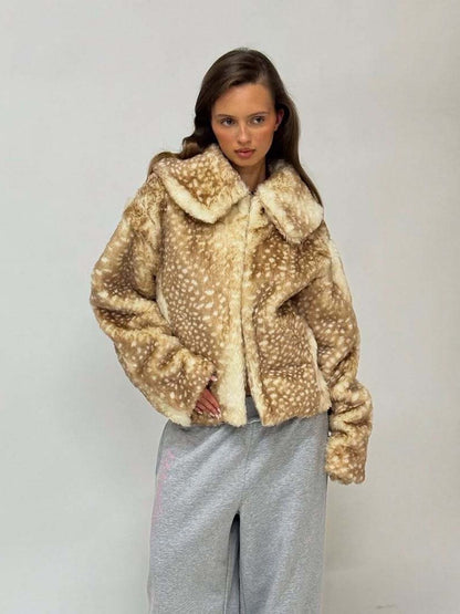 Deer Fawn Faux Fur Jacket