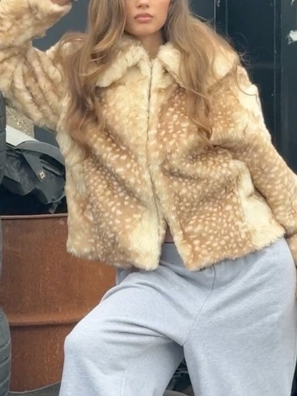 Deer Fawn Faux Fur Jacket