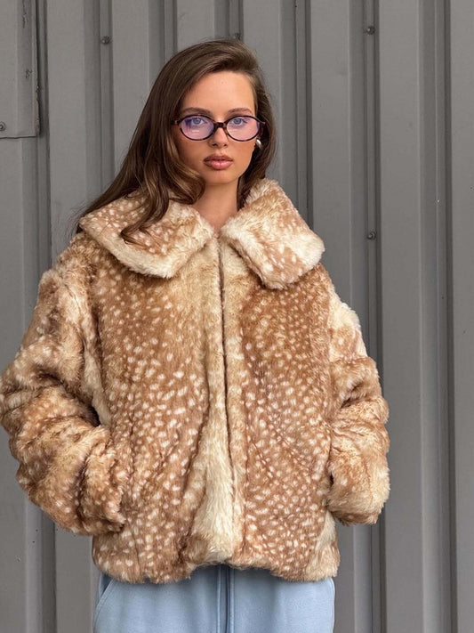 Deer Fawn Faux Fur Jacket