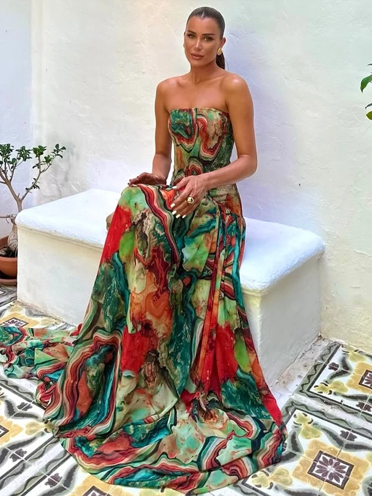 Divine Abstract Maxi Gown