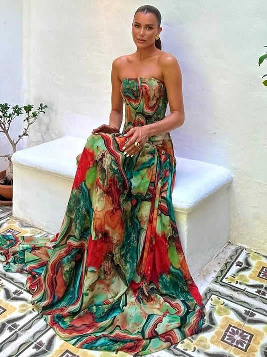 Divine Abstract Maxi Gown
