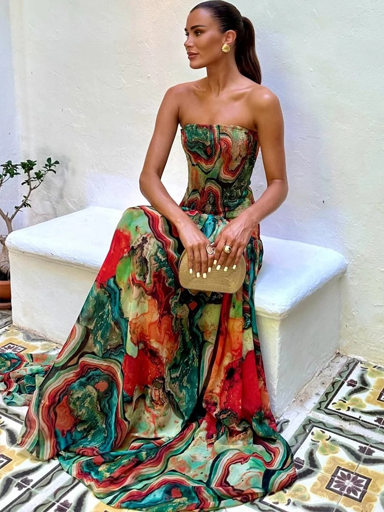 Divine Abstract Maxi Gown