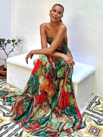 Divine Abstract Maxi Gown