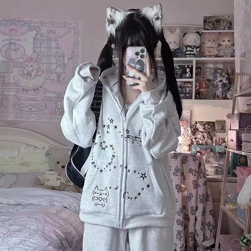 Doodle Scribble Zip-Up Hoodie