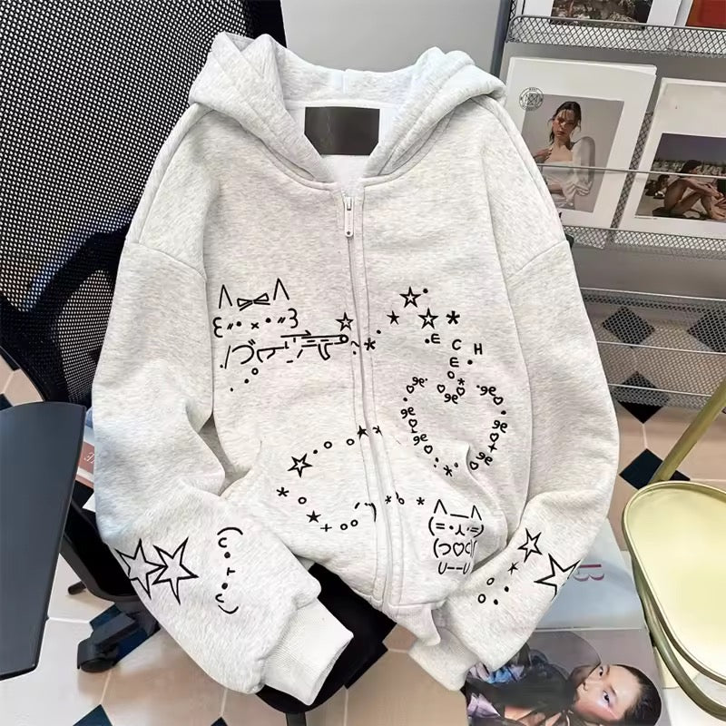 Doodle Scribble Zip-Up Hoodie