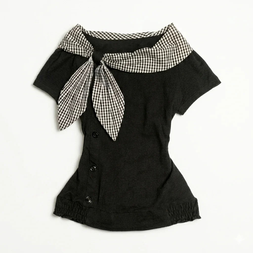 Dorothy Gingham Tie Blouse