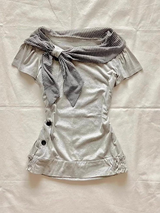 Dorothy Gingham Tie Blouse