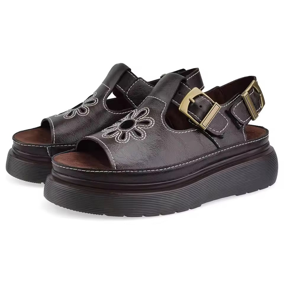Dunnet Flower Leather Sandals