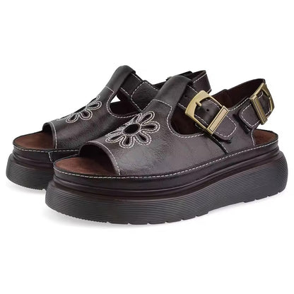 Dunnet Flower Leather Sandals