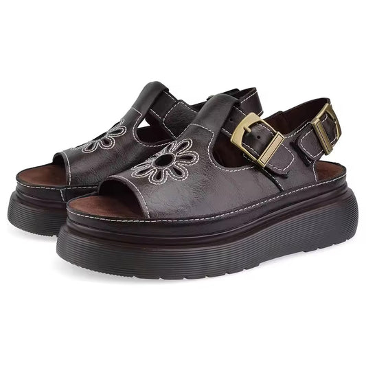 Dunnet Flower Leather Sandals