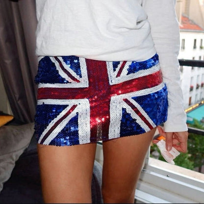 Union Jack Sequin Mini Skirt