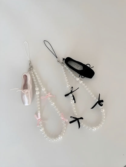 Ballet Shoe Pearl Phone Charm Strap