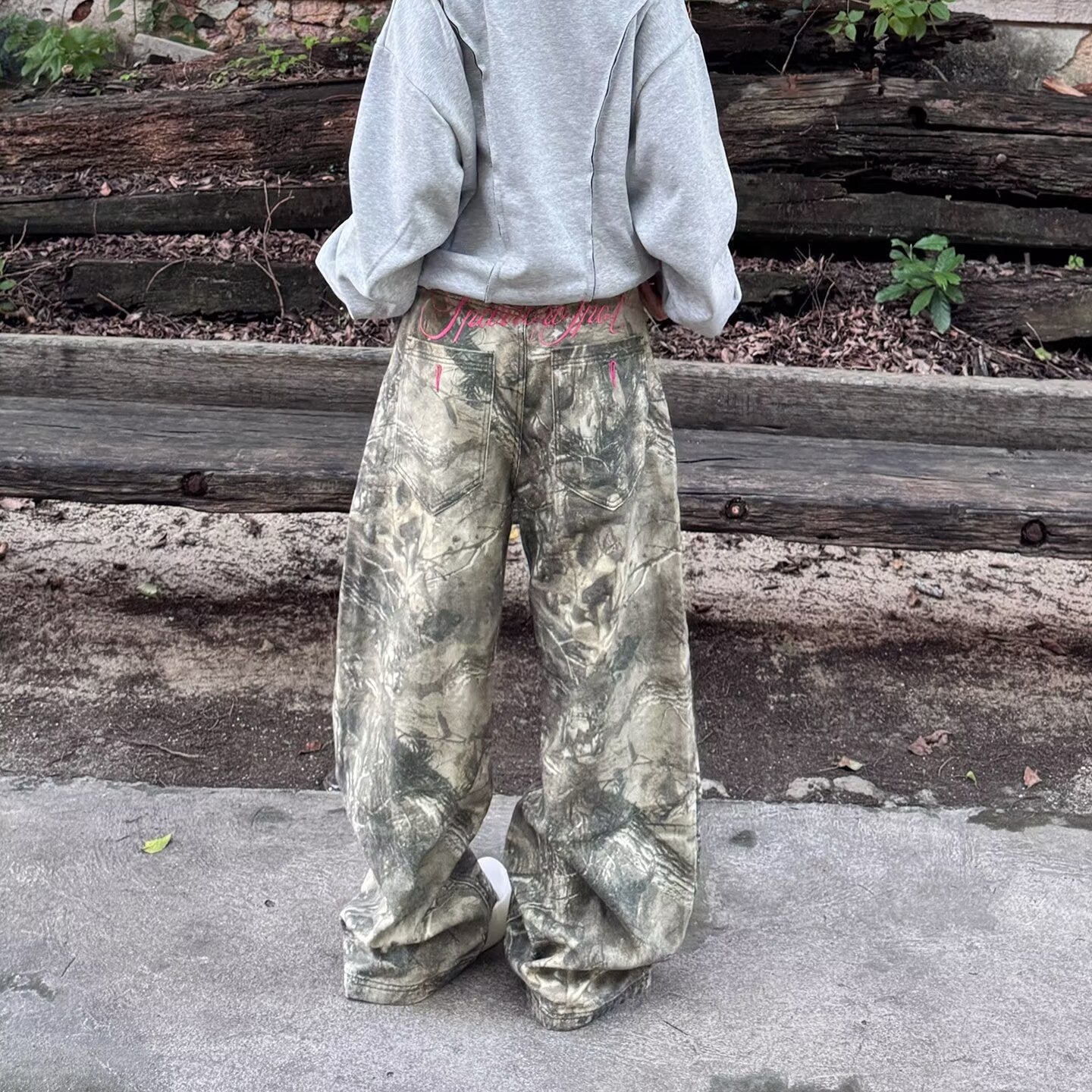“Sparrow Spot” Camo Wide Leg Jeans