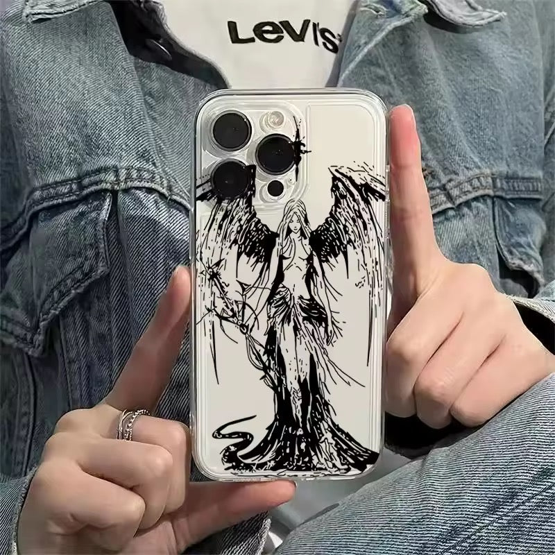 Dark Angel Sketch Clear iPhone Case