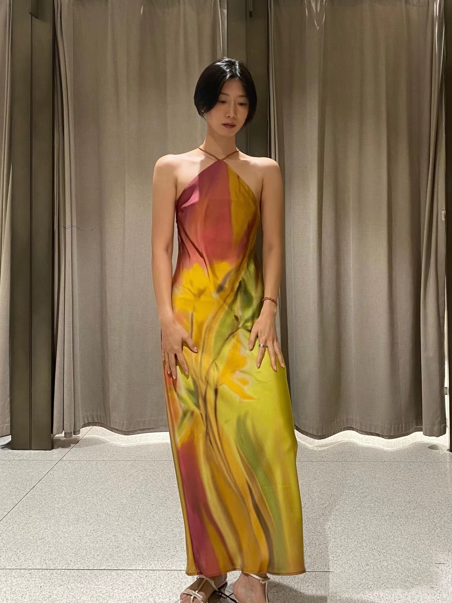 Lily Bloom Halter-Neck Maxi Dress