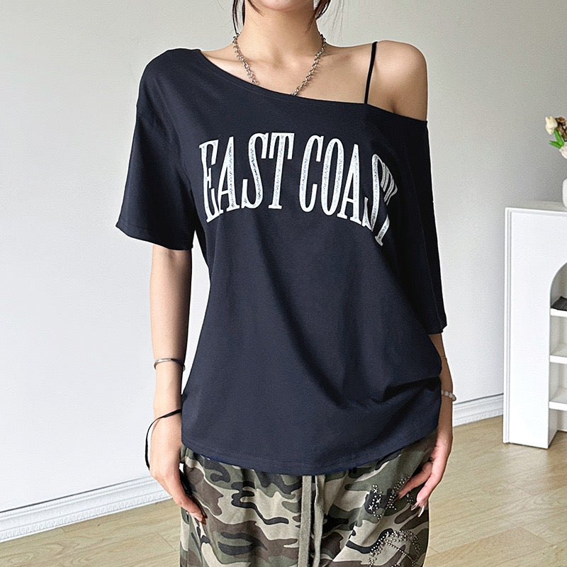 ‘East Coast’ Oversized Off-Shoulder Shirt