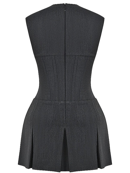 Eleanor Charcoal Pleated Corset Dress