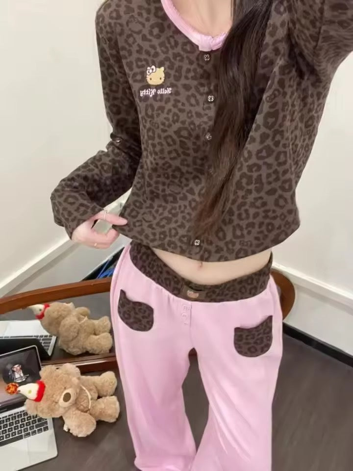 Hello Kitty Leopard Print Pajamas Set