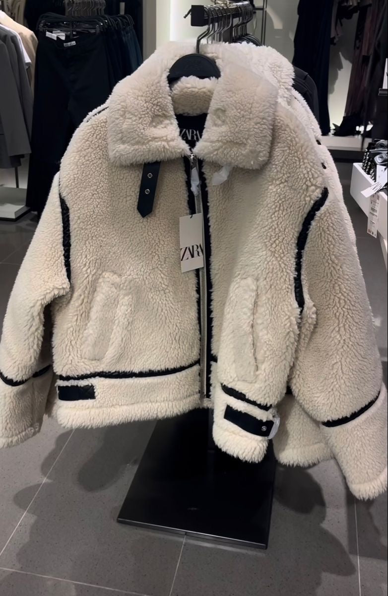 Faux Fur Biker Zipper Jacket