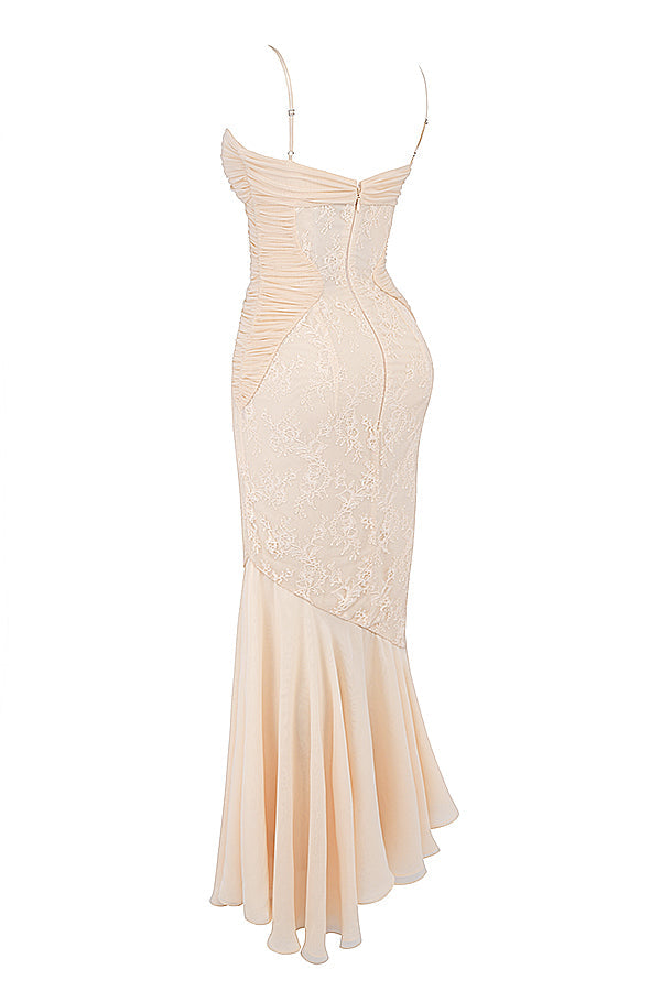 Felicia Vanilla Chiffon & Lace Dress