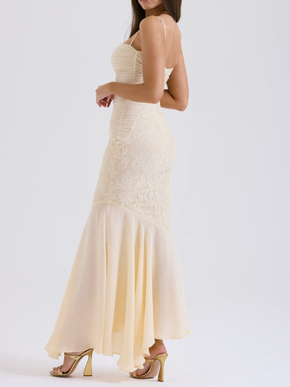 Felicia Vanilla Chiffon & Lace Dress