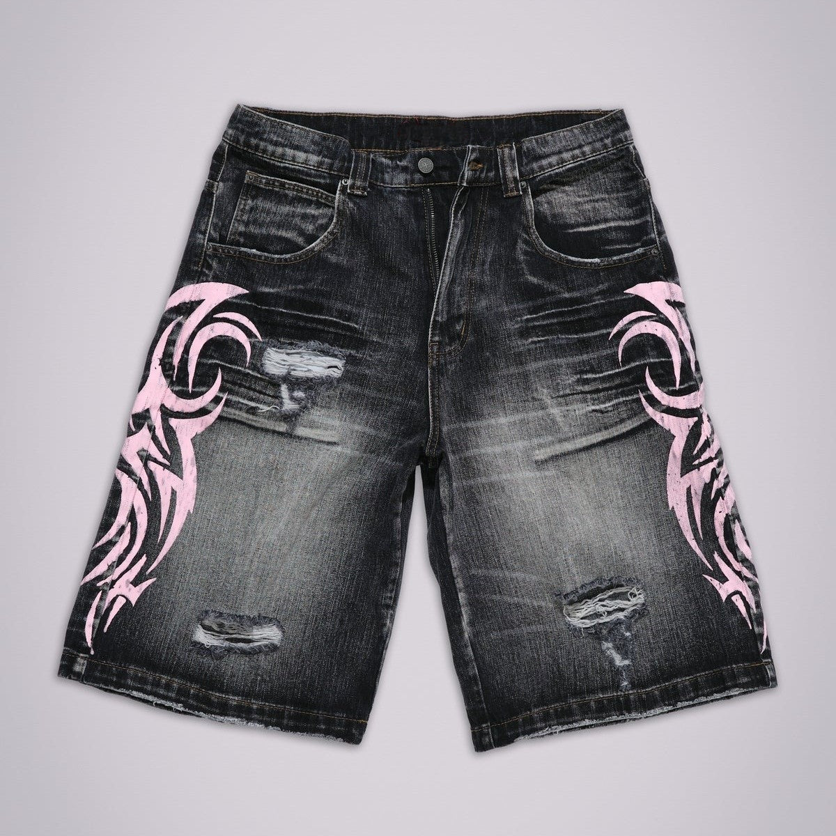 Flame Graffiti Denim Jorts