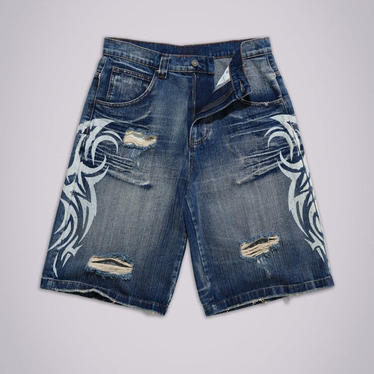 Flame Graffiti Denim Jorts