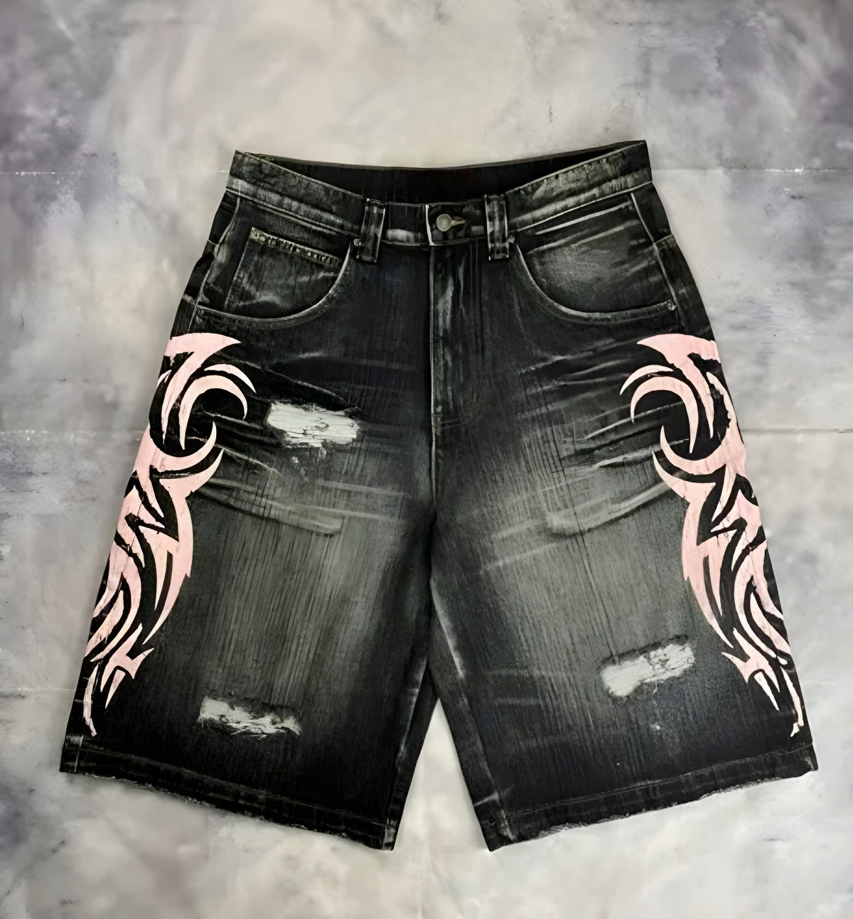 Flame Graffiti Denim Jorts