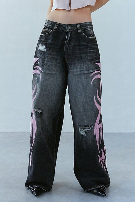 Flame Graffiti Jeans