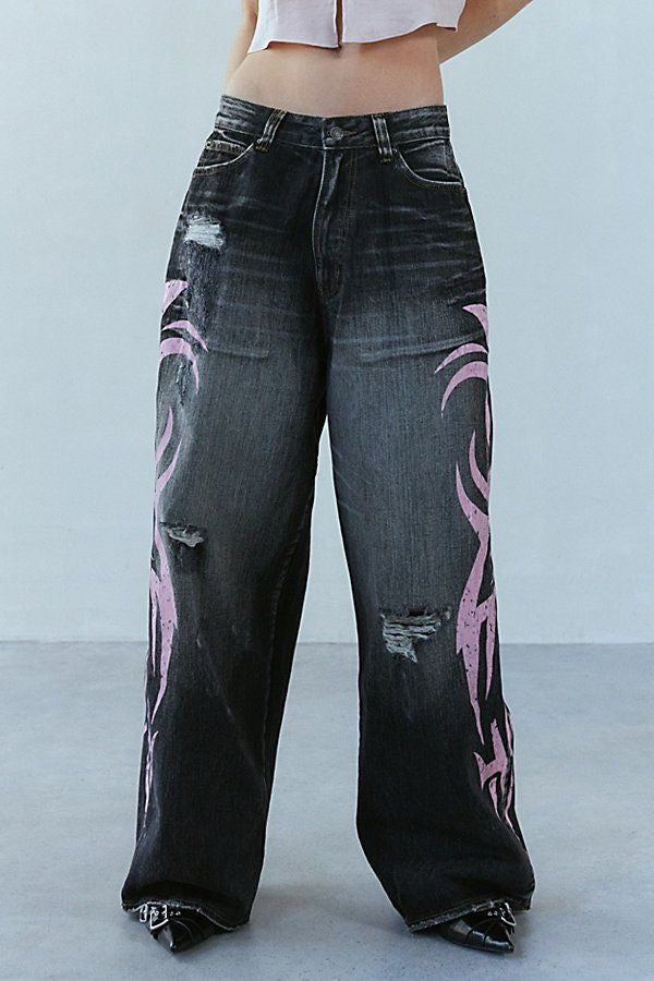 Flame Graffiti Jeans