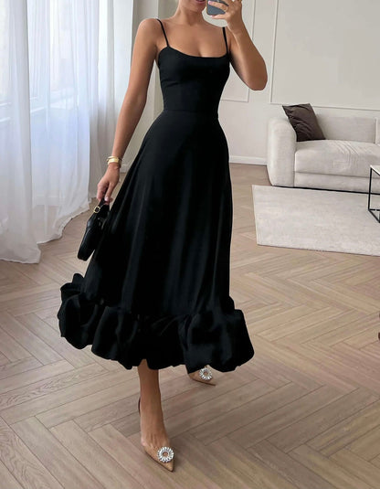Flounce Bustier Midi Dress