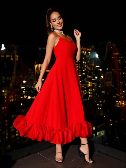 Flounce Bustier Midi Dress