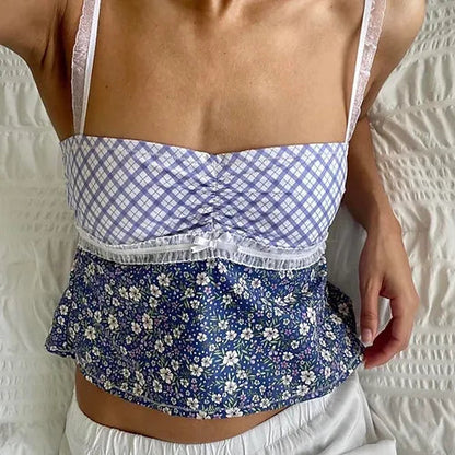 Flower X Checkered Coquette Cami Top