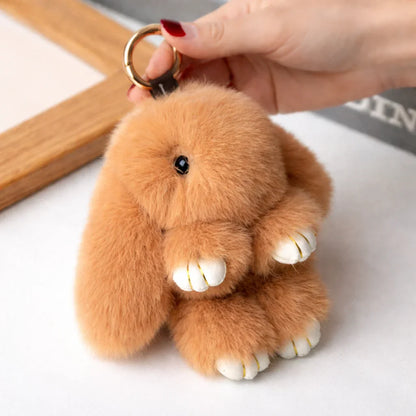 Fluffy Plush Bunny Keychain