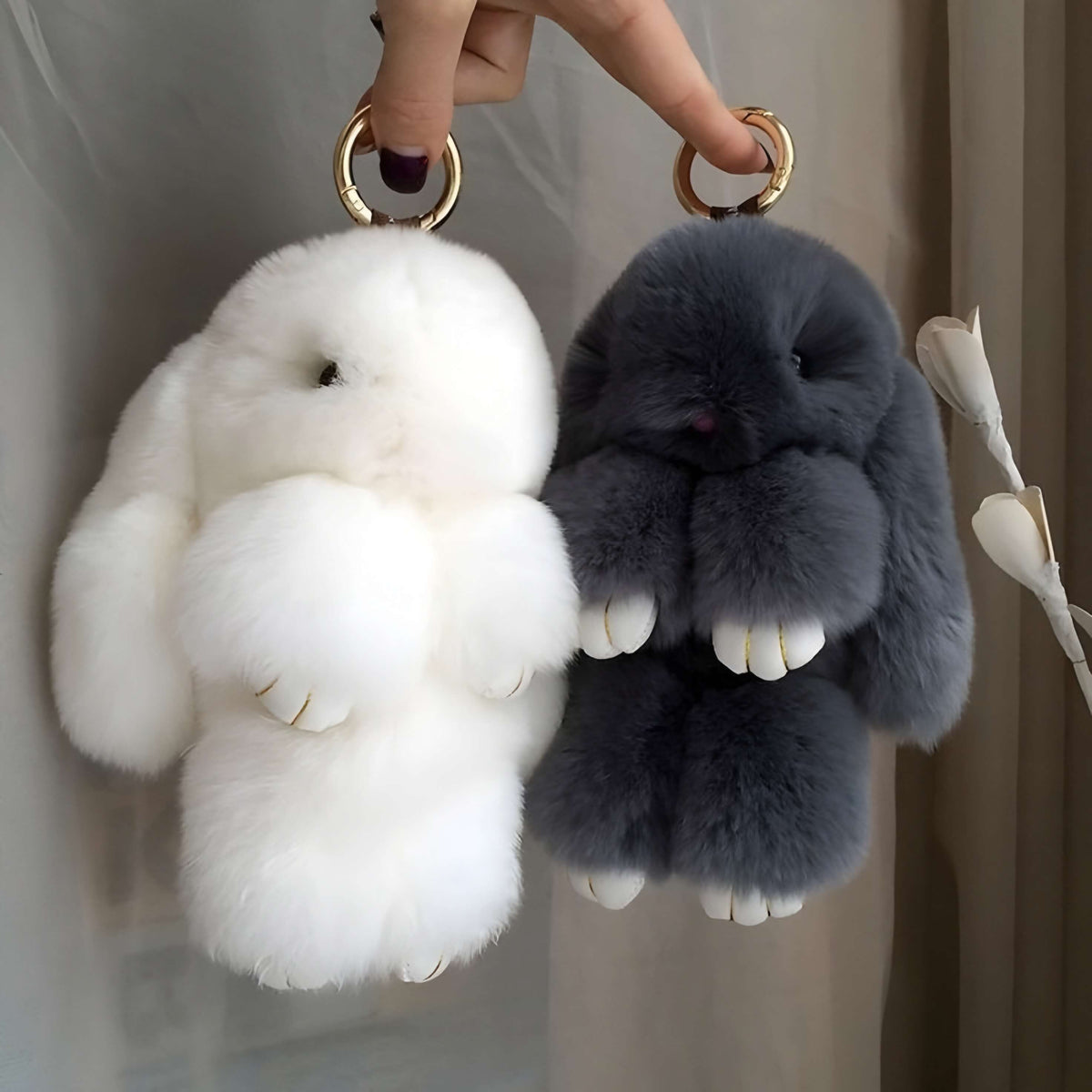 Fluffy Plush Bunny Keychain