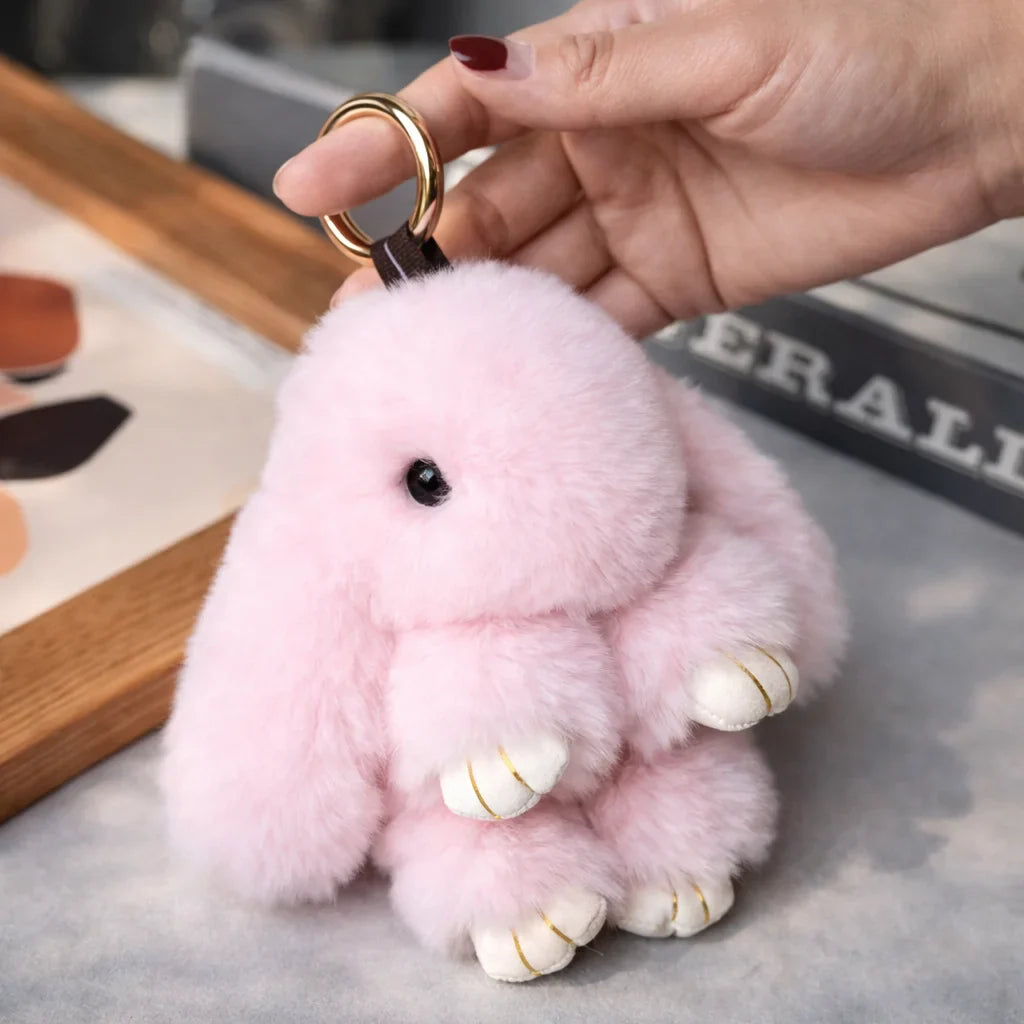 Fluffy Plush Bunny Keychain