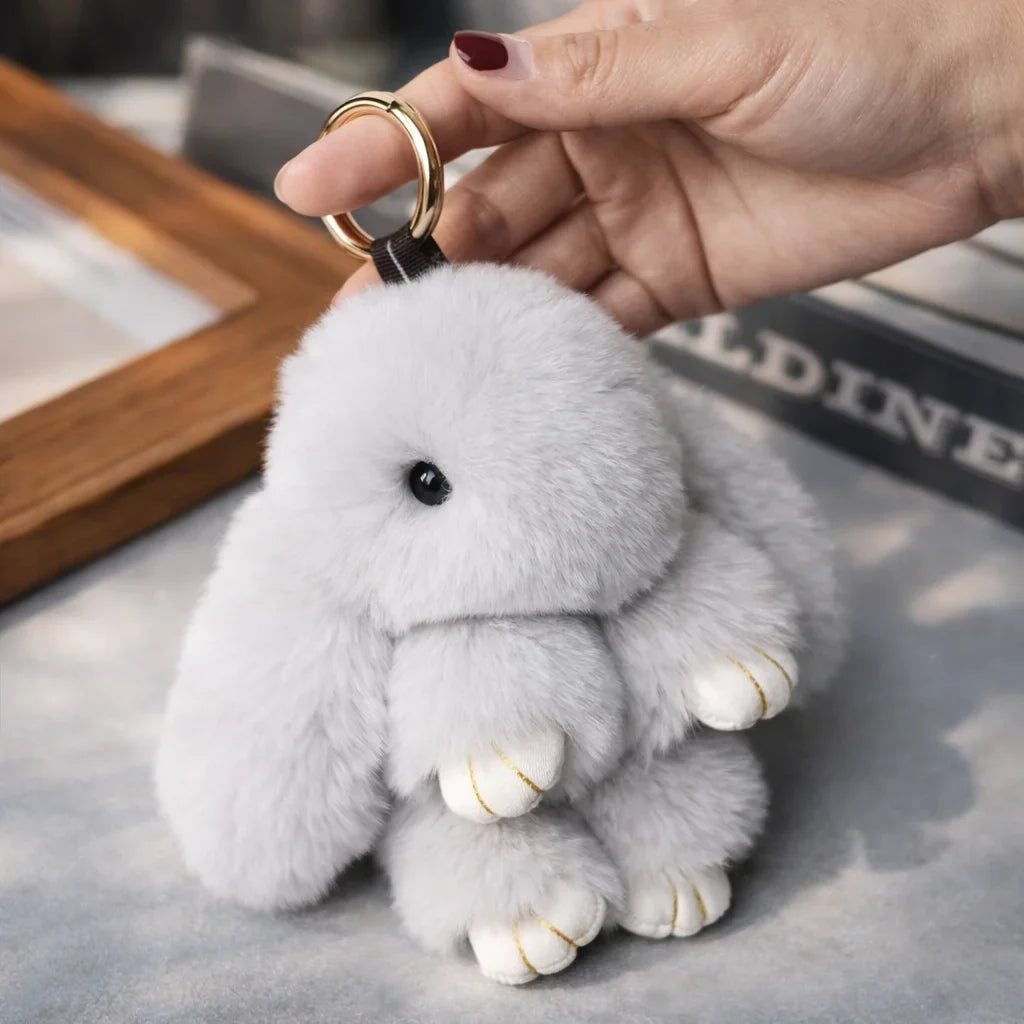 Fluffy Plush Bunny Keychain